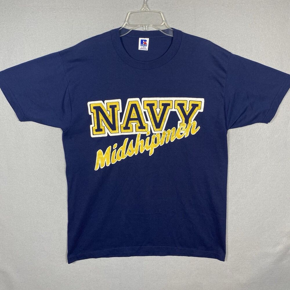 Vintage Russell Athletic Navy Midshipmen‎ T-Shirt Blue Single Stitch USA Made M